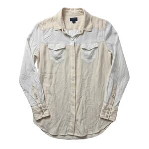 True Religion Womens S Western Cowboy Quiet Luxury Minimalist‎ Silk Snap Shirt